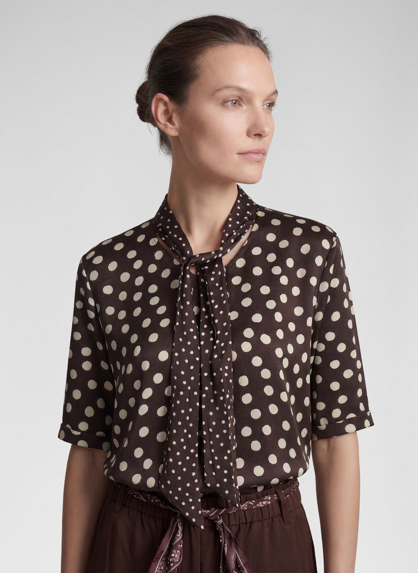 RABE BROWN BOW BLOUSE 57-111357 226