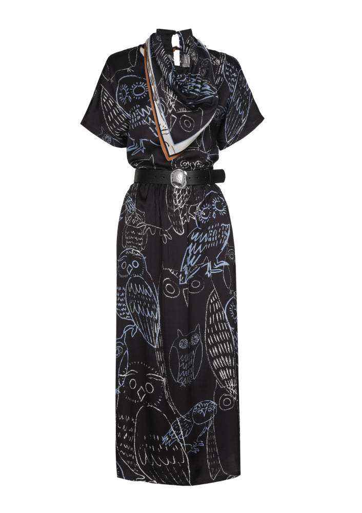CAROLINE BISS BLACK OWL DRESS 4136 29 226