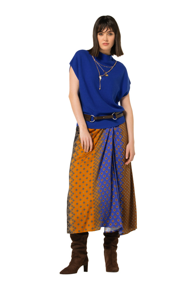 CAROLINE BISS BLUE FUNNEL NECK KNIT 4204 26 229