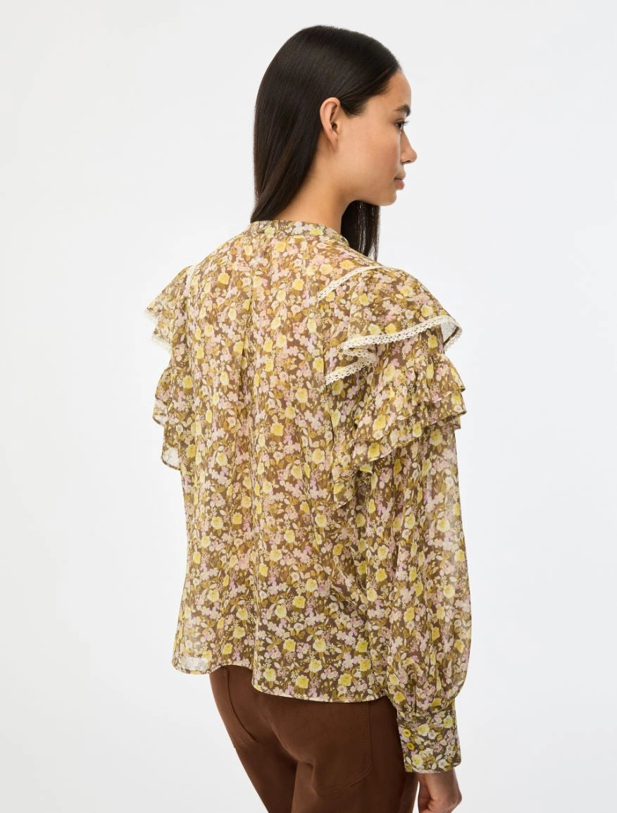 I BLUES LIME FLORAL FRILL BLOUSE IBLMITICO 126