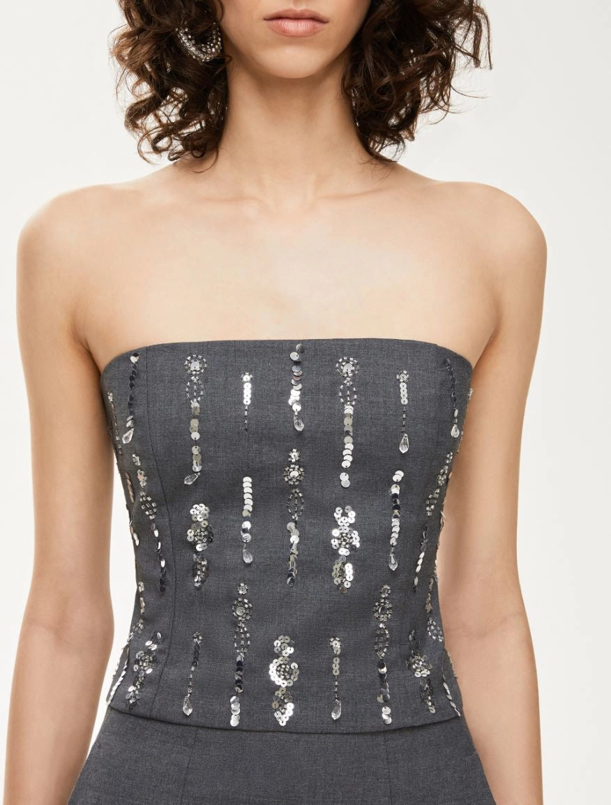 iBLUES CARAIBI GREY SEQUIN TOP 225