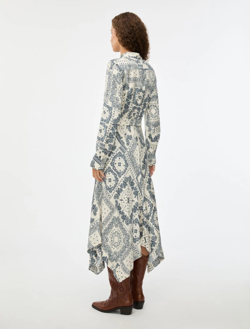 IBLUES BLUE PAISLEY PRINT BELTED DRESS IBLACAICI 126