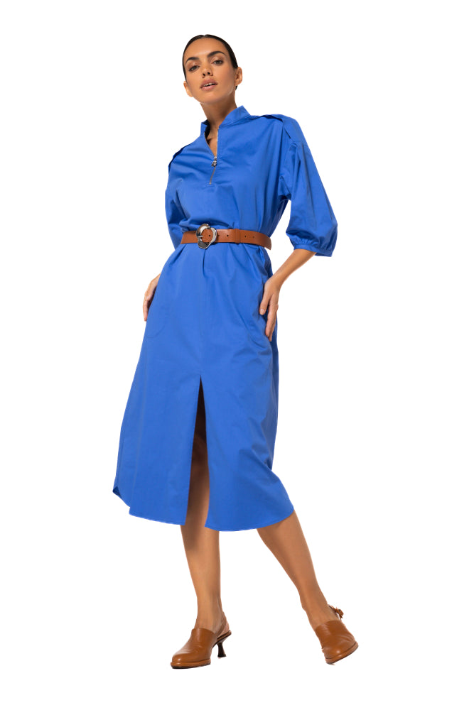 CAROLINE BISS BLUE BELTED DRESS 1127 126