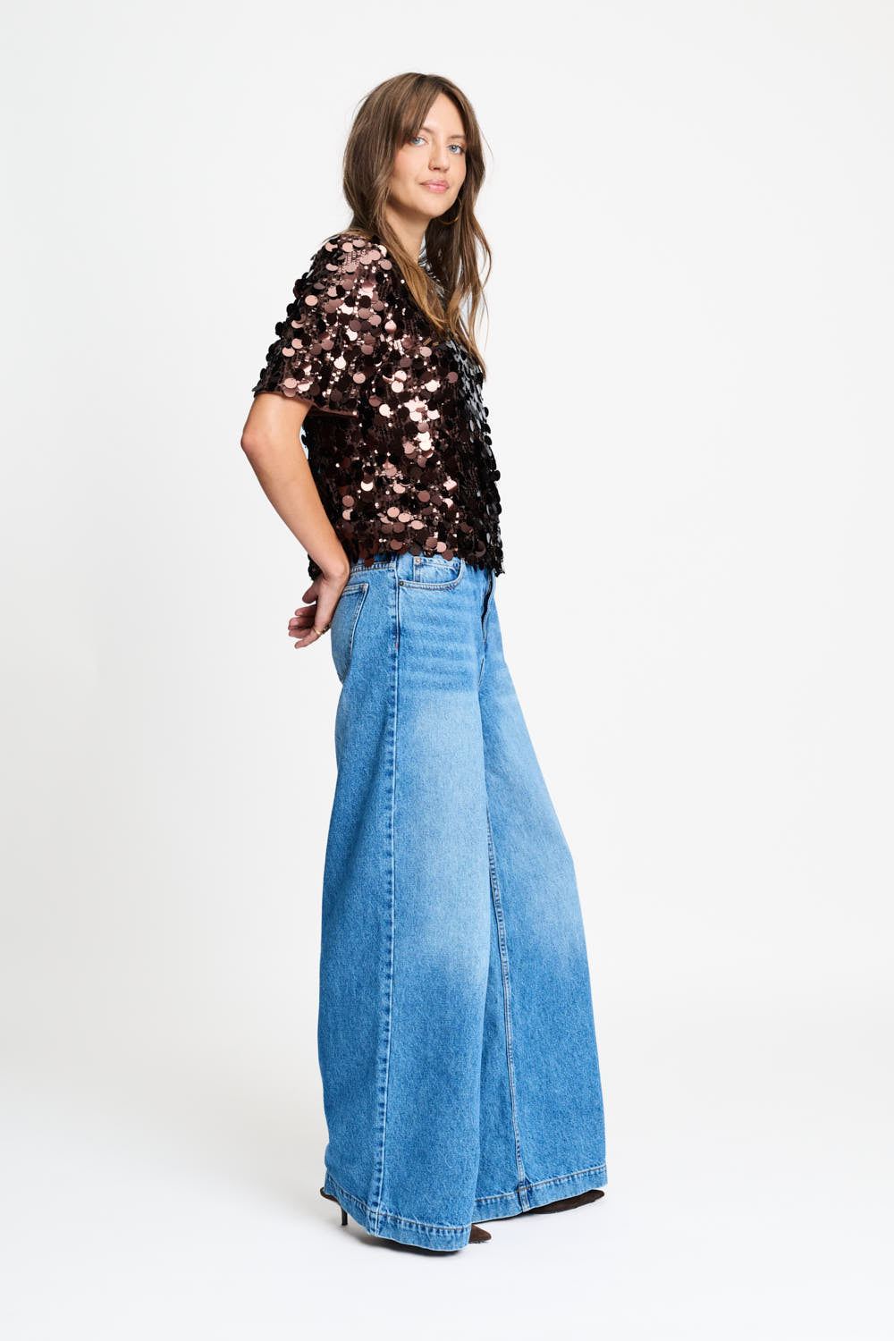 POM BROWN SEQUIN TOP 9781 226