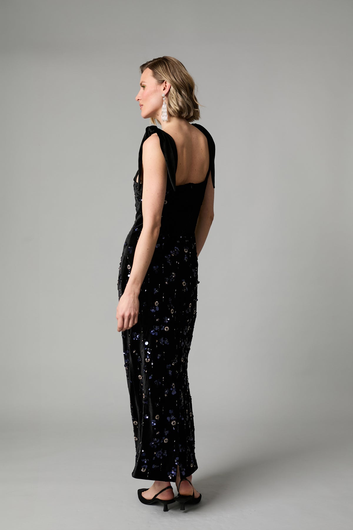 FEE G BLACK VICTORIA LONG BEADED DRESS 861G/161 226