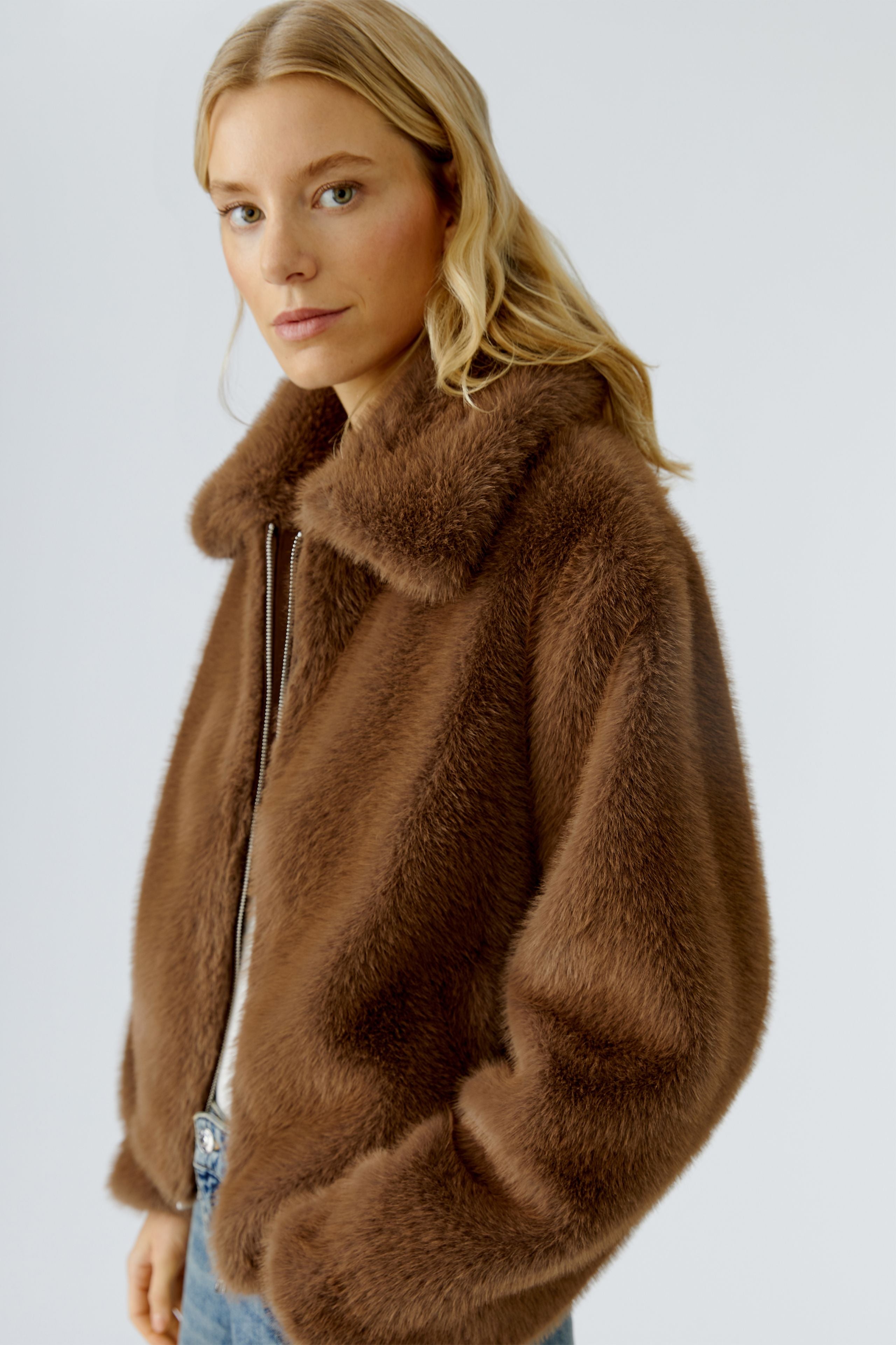 OUI BROWN FUR JACKET 87185 225