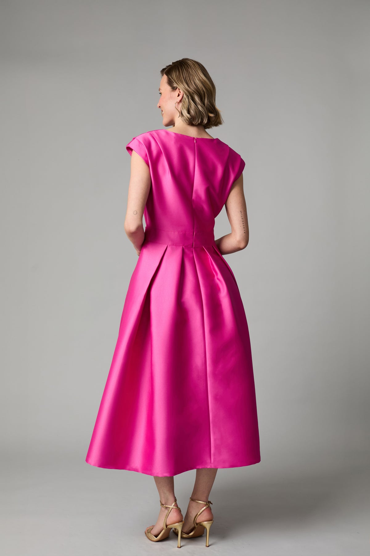 FEE G PINK GRACE PLEATED SHOULDER DRESS 887B/142 226