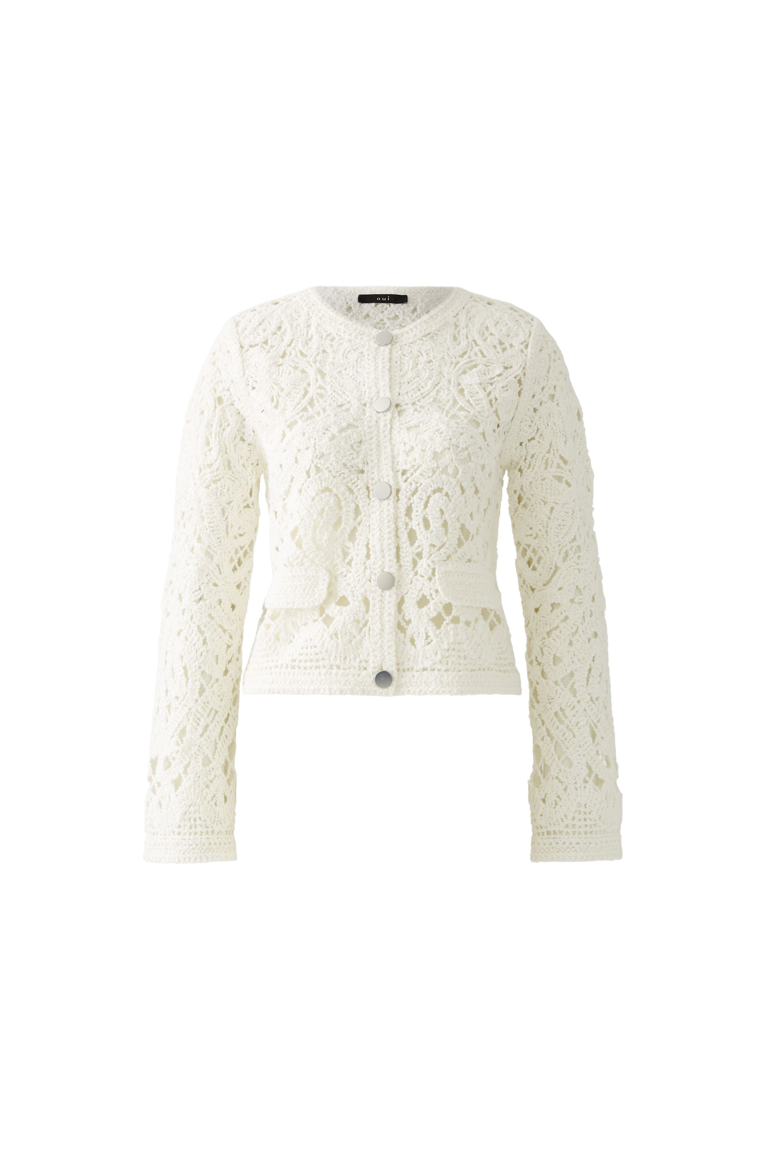 OUI WHITE CROCHET CARDI 92057 125