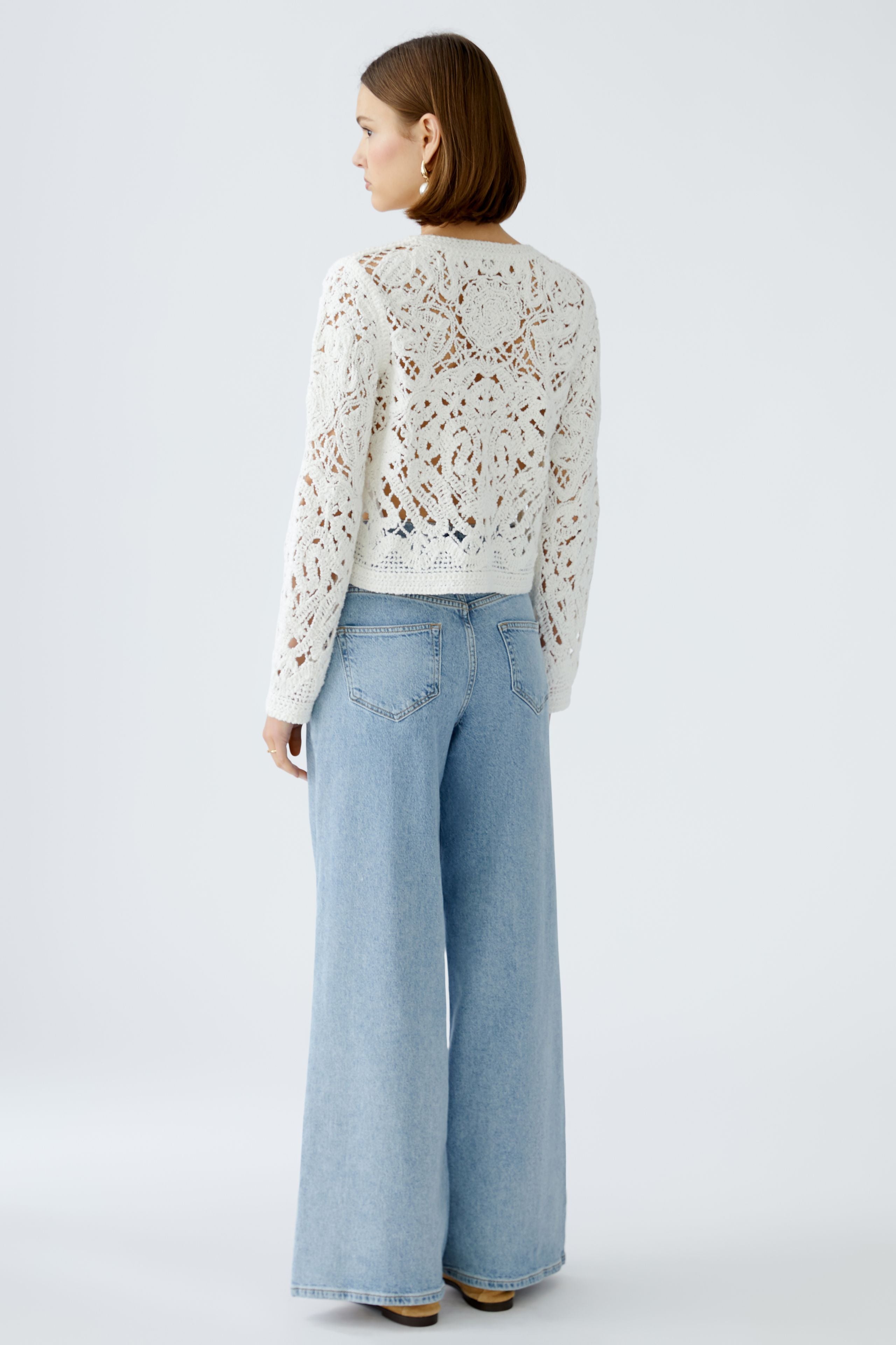 OUI WHITE CROCHET CARDI 92057 125