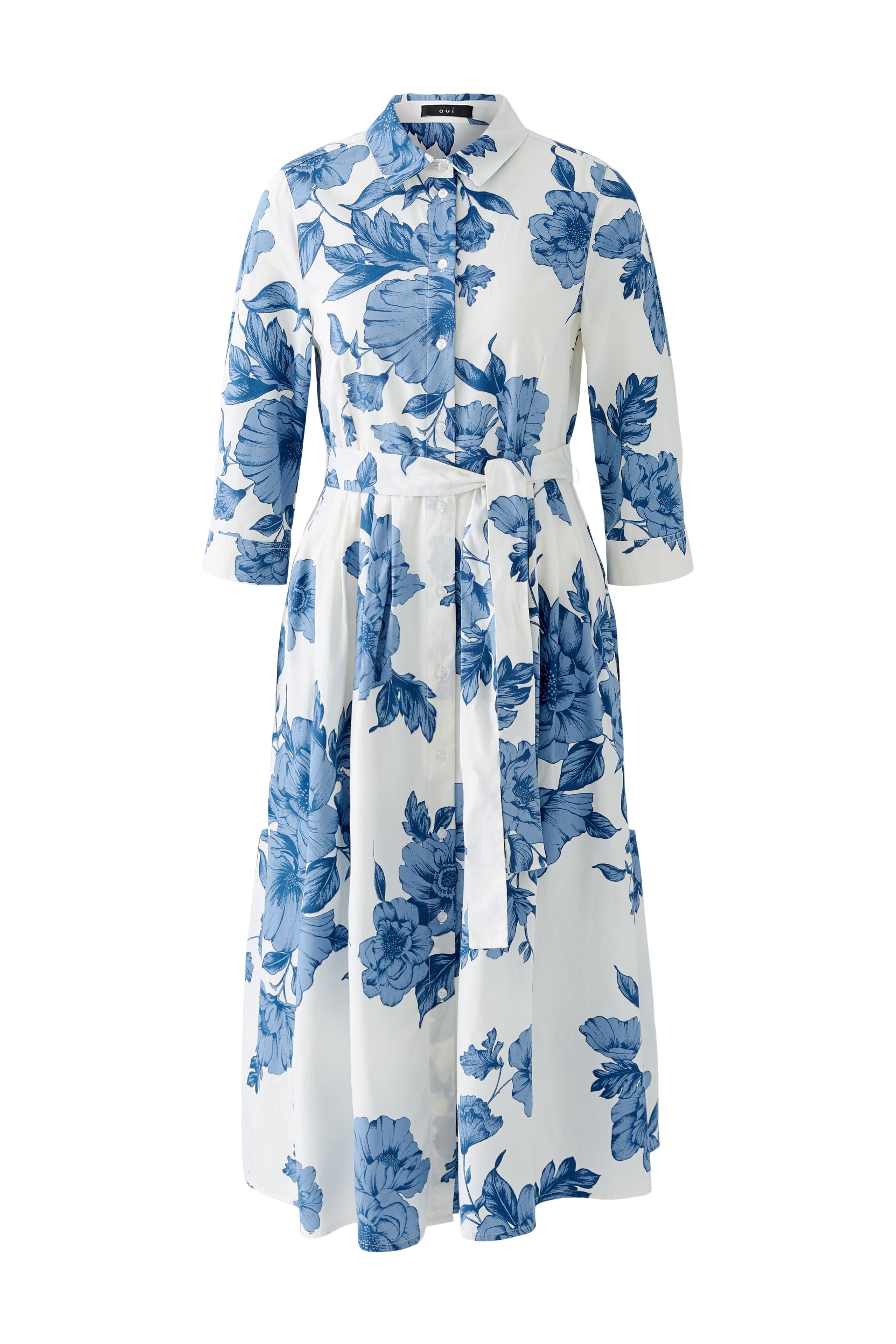 OUI BLUE FLORAL BELTED DRESS 92855 125