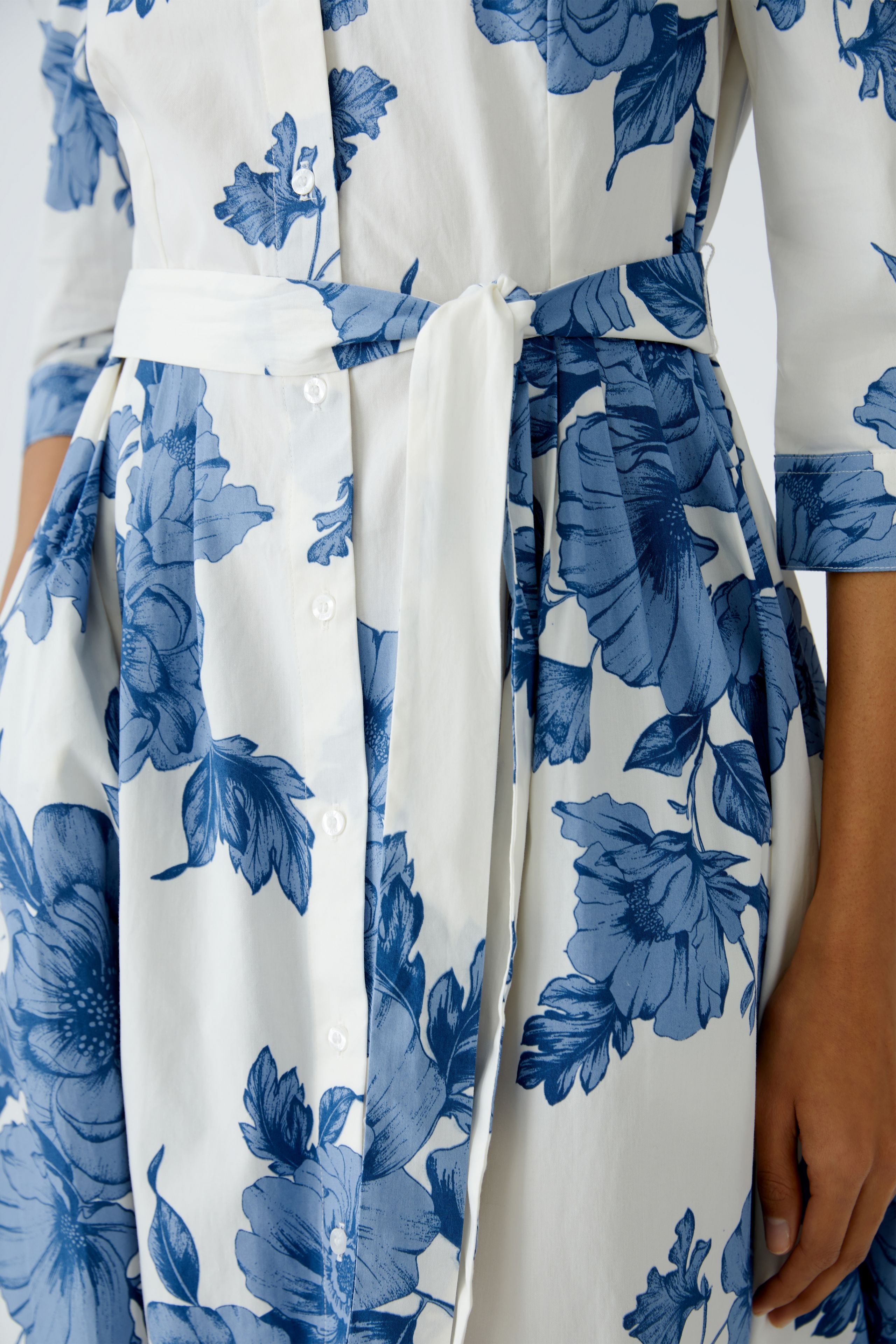 OUI BLUE FLORAL BELTED DRESS 92855 125