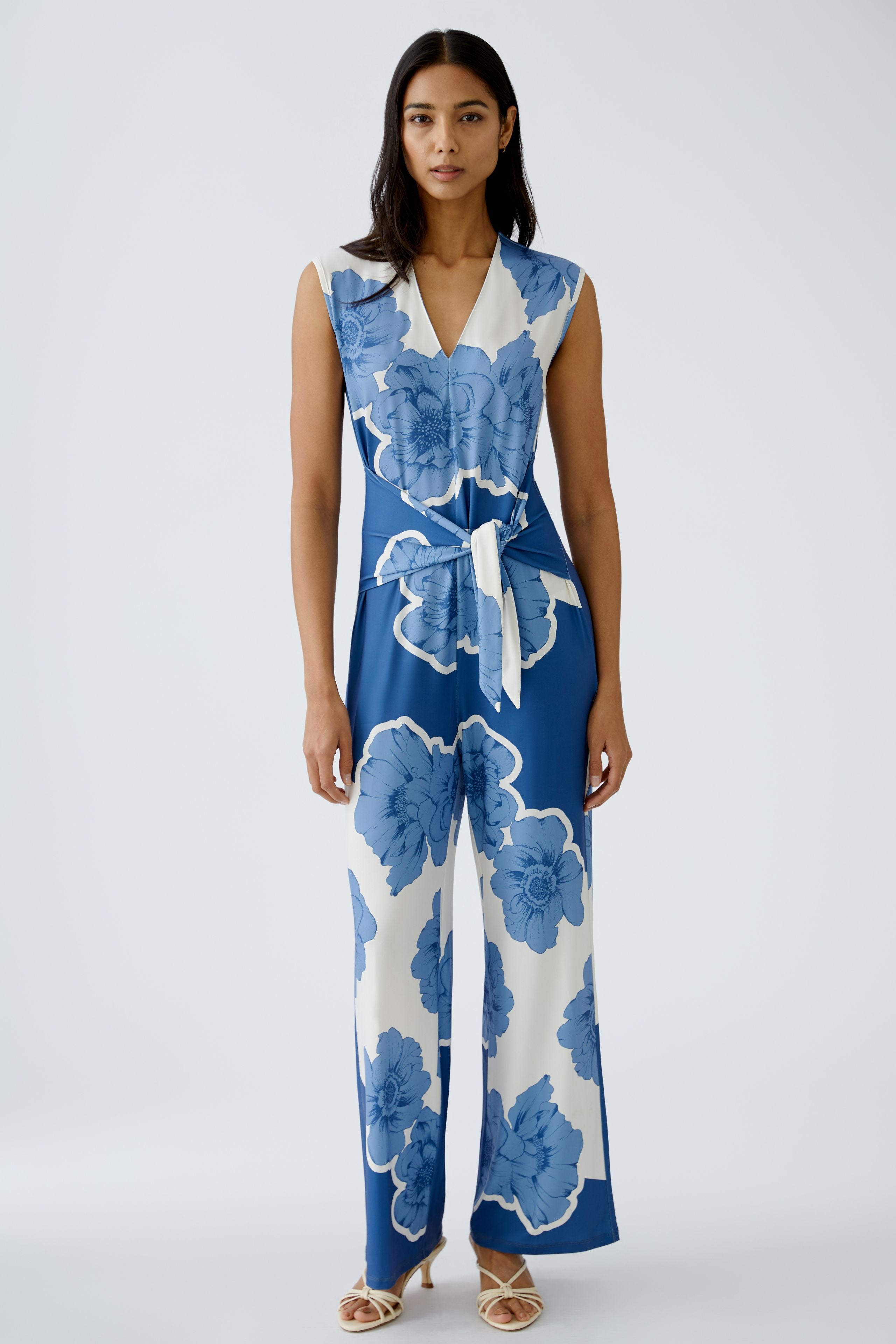 OUI BLUE JERSEY FLORAL JUMPSUIT 93503 125
