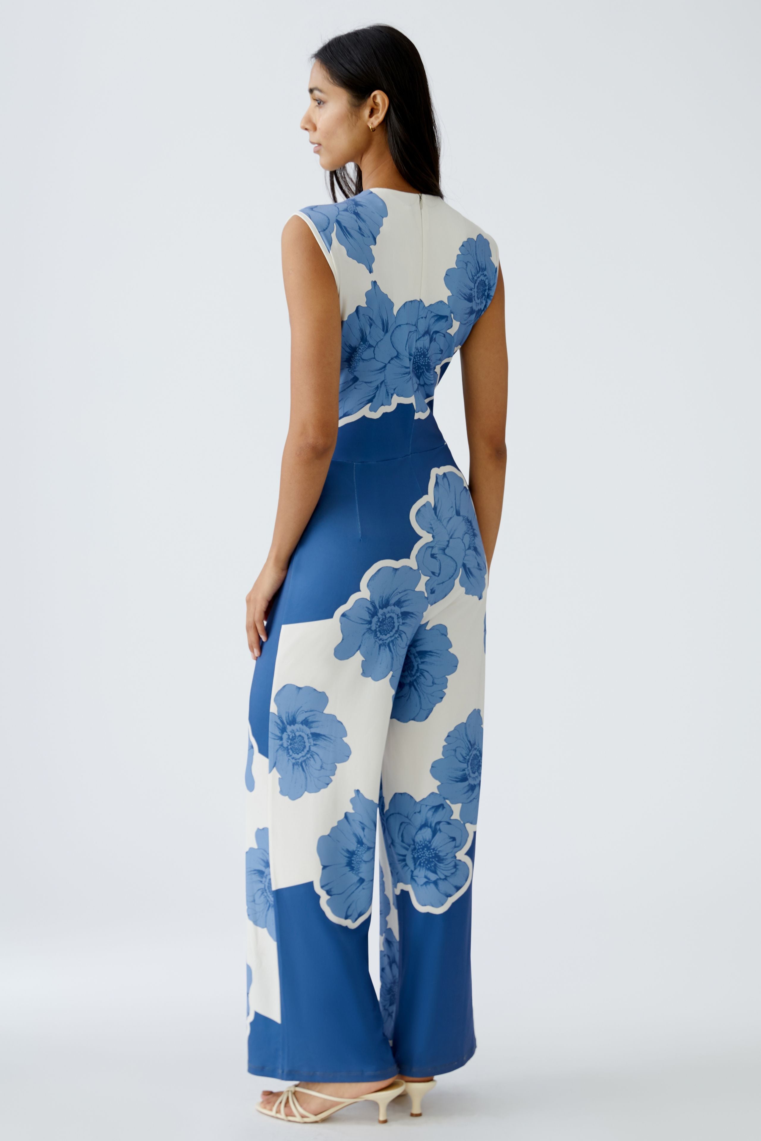 OUI BLUE JERSEY FLORAL JUMPSUIT 93503 125