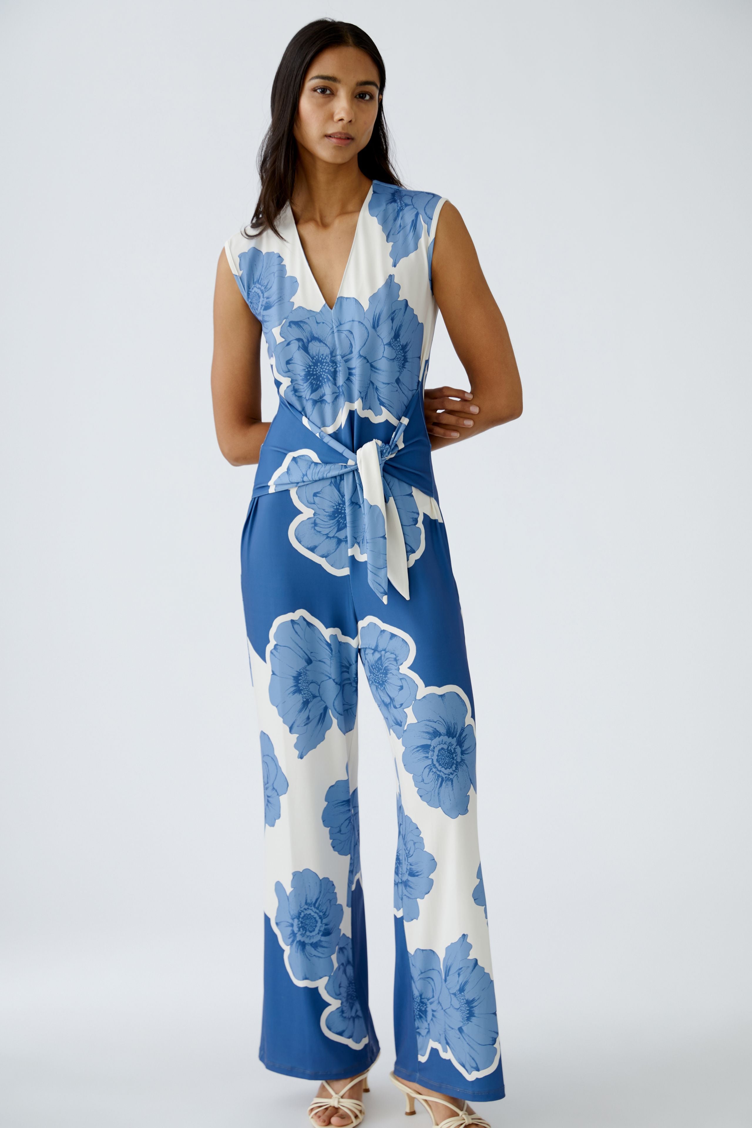 OUI BLUE JERSEY FLORAL JUMPSUIT 93503 125