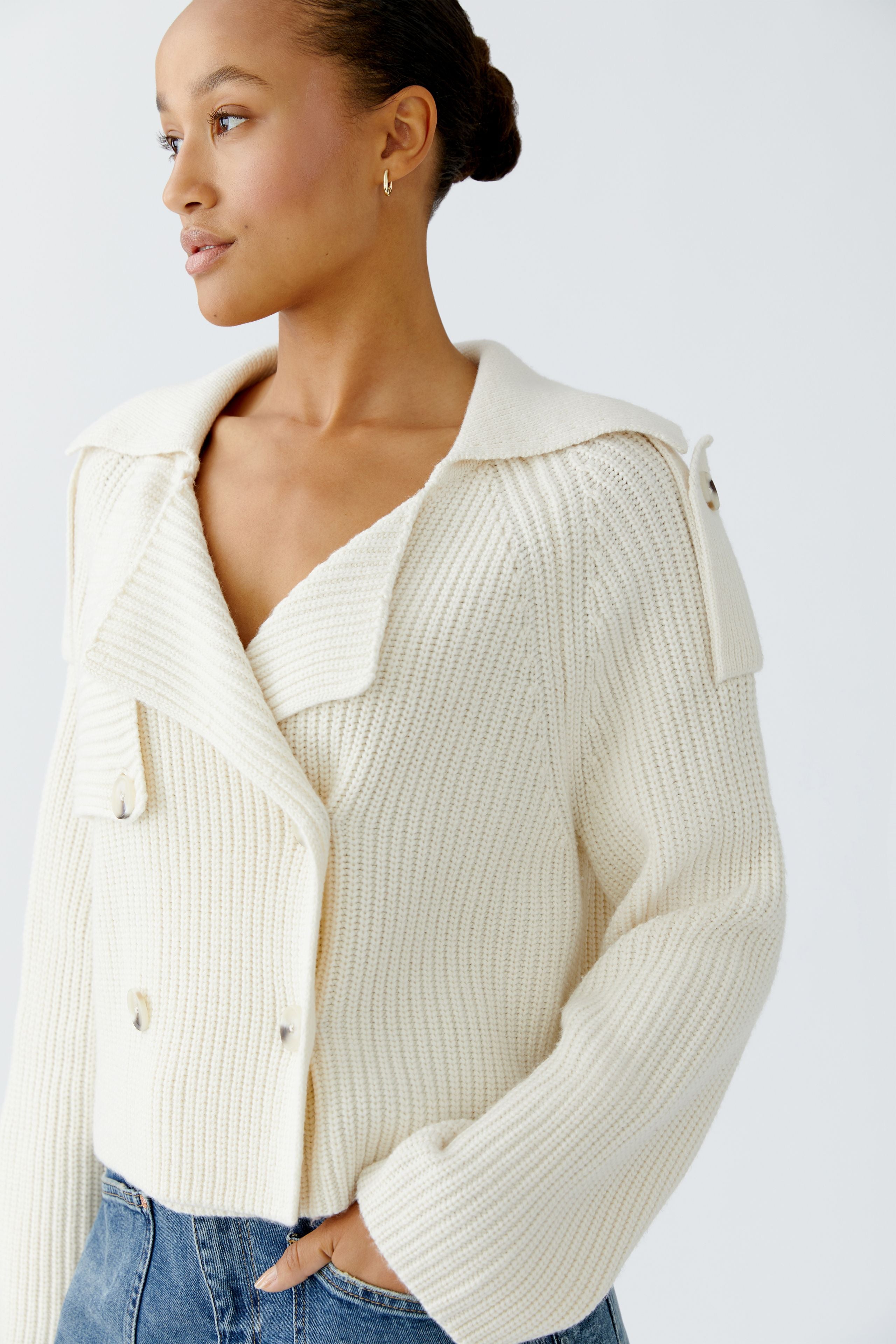 OUI CREAM KNIT CARDI 94310 225