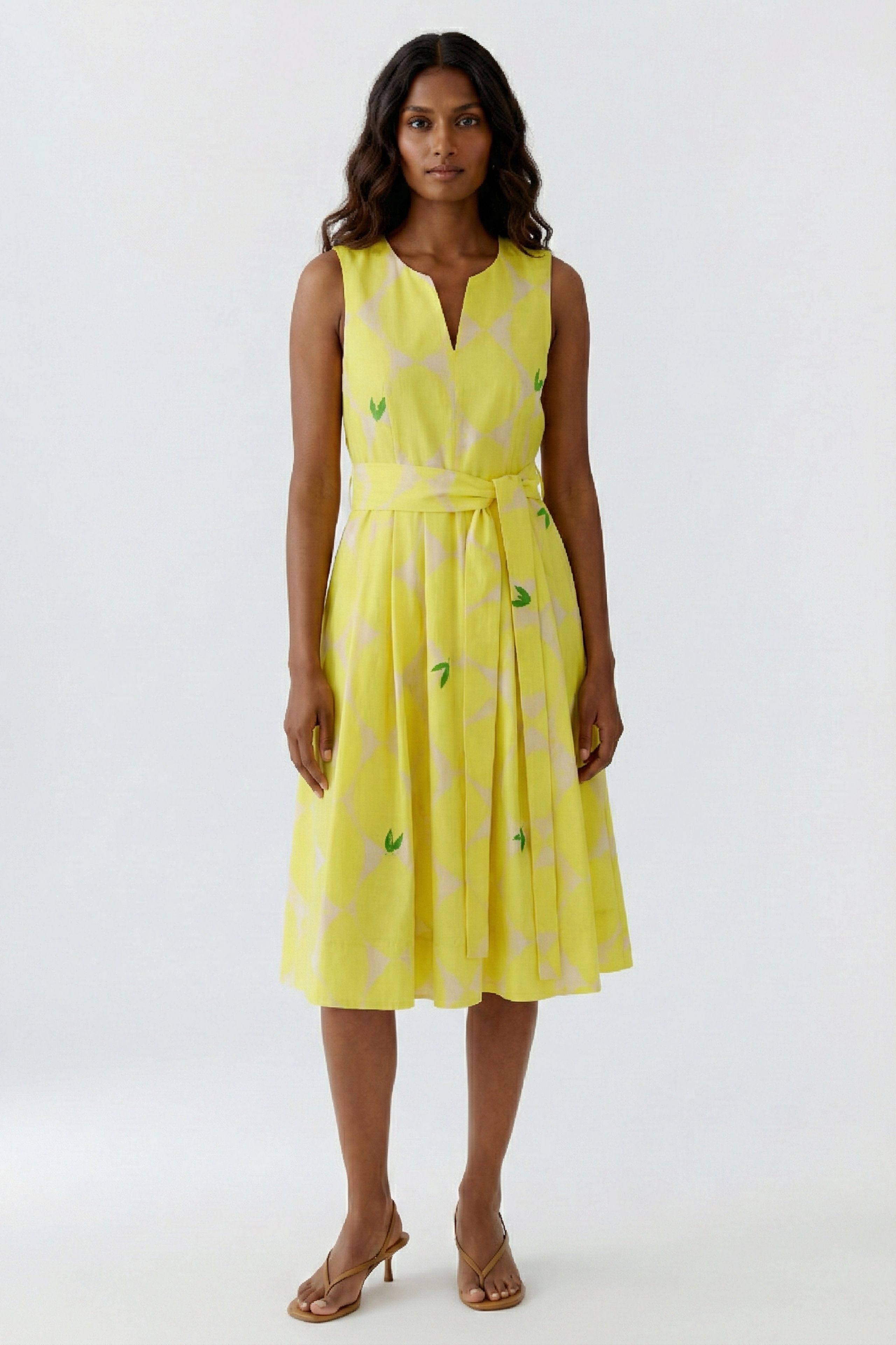 OUI YELLOW MIDI DRESS 97347 126
