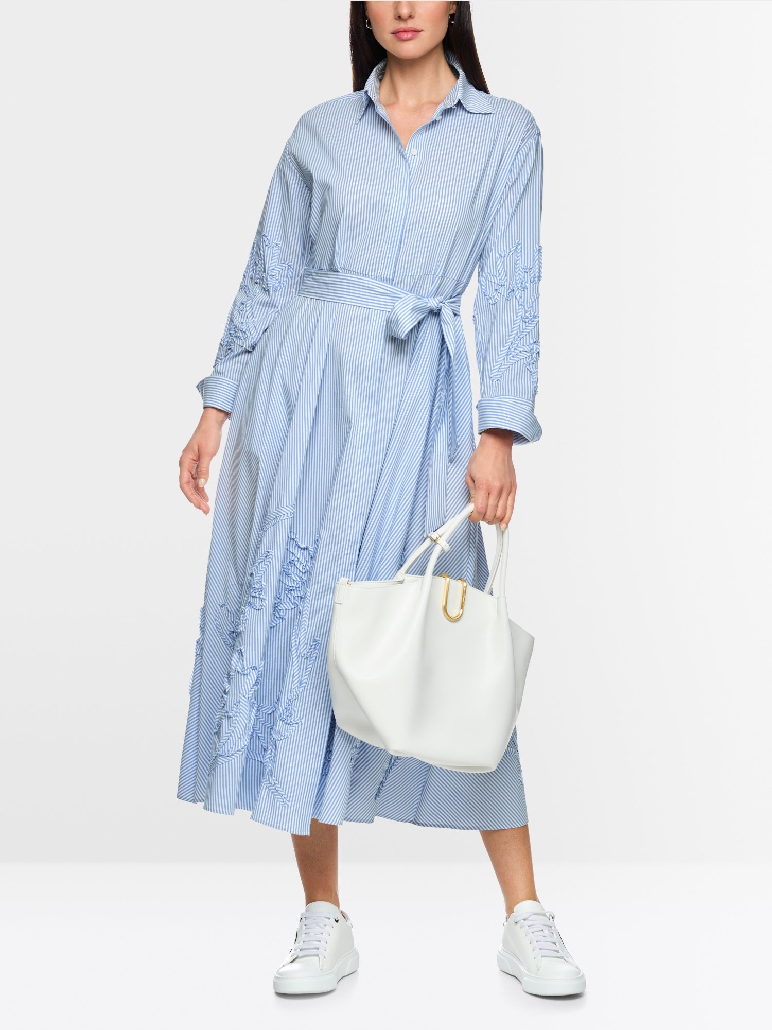 MARCCAIN BLUE PINSTRIPE SHIRT DRESS AC2131W59