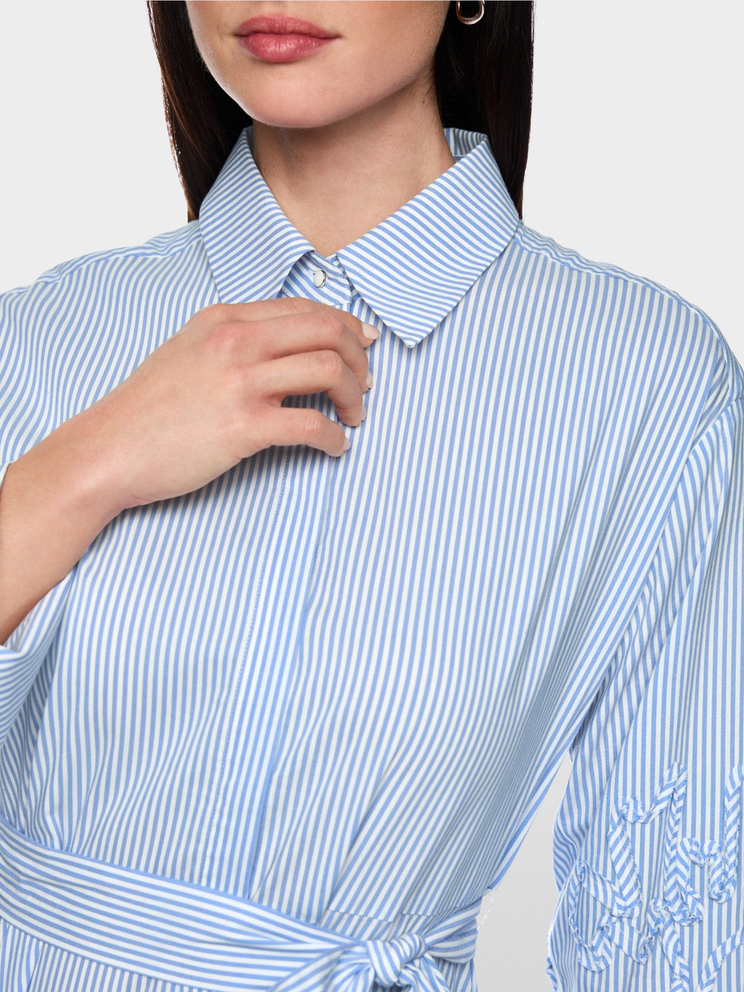 MARCCAIN BLUE PINSTRIPE SHIRT DRESS AC2131W59