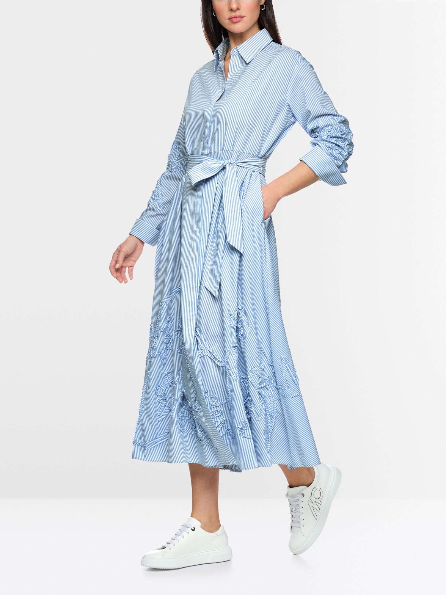 MARCCAIN BLUE PINSTRIPE SHIRT DRESS AC2131W59