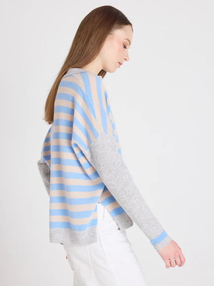 ABSOLUTE V NECK STRIPE KNIT TONI 126