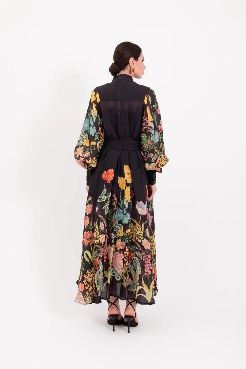 LAVI BLACK LONG FLORAL DRESS ARTEMISIA B57WD031 126