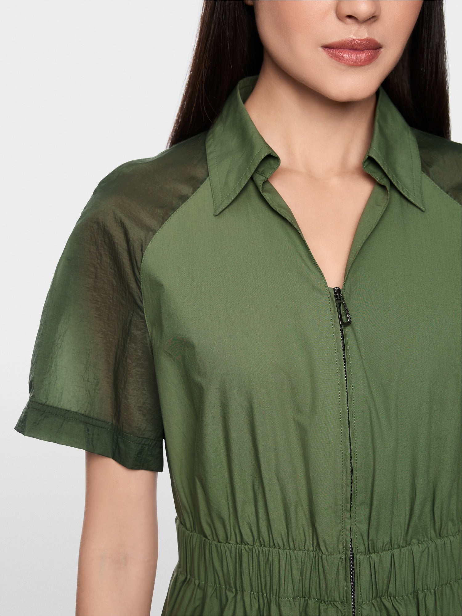 MARCCAIN KHAKI ZIP UP SHIRT DRESS AS2131W35 126