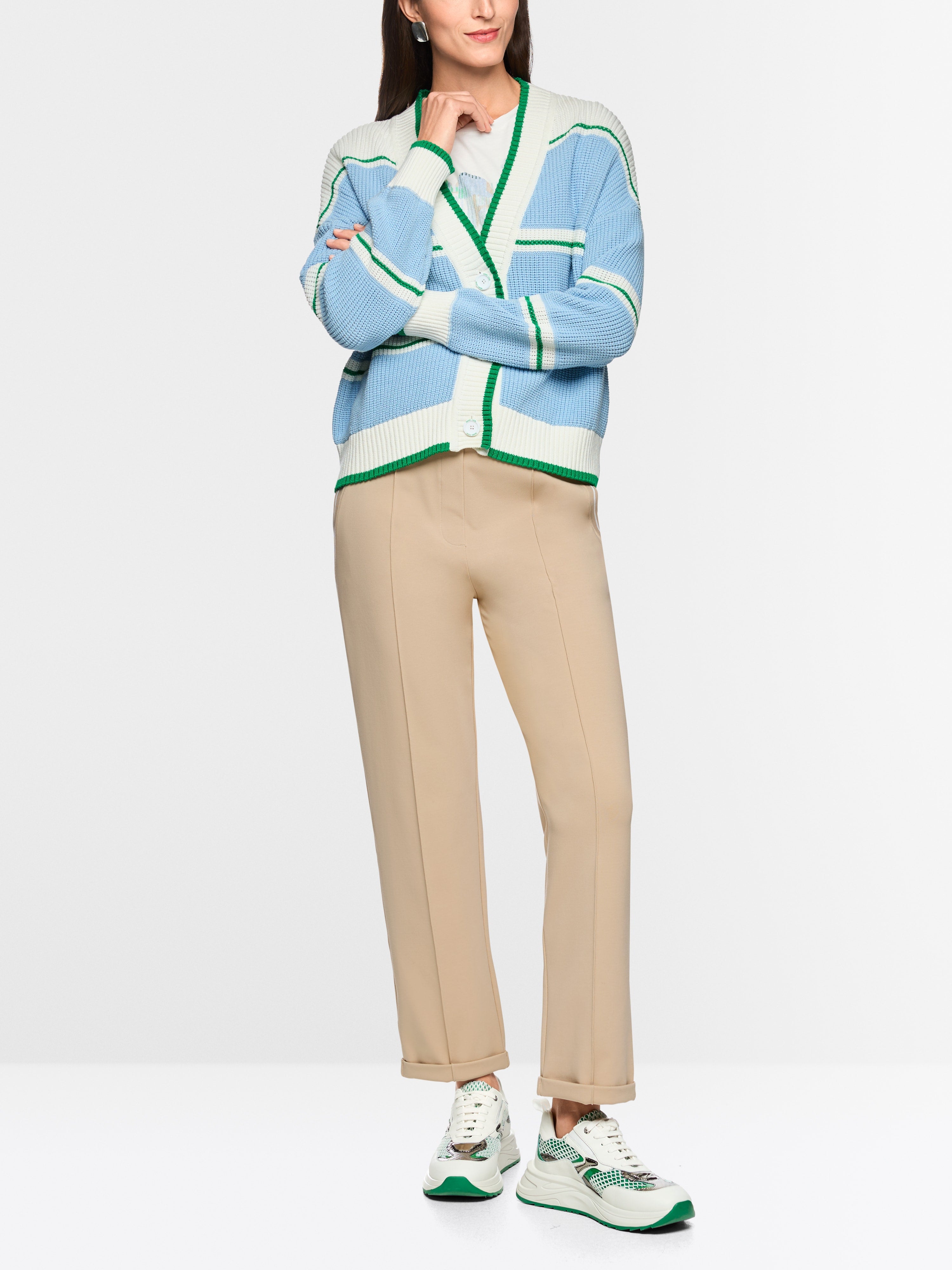 MARCCAIN BLUE STRIPE KNIT CARDIGAN AS3909M19 126