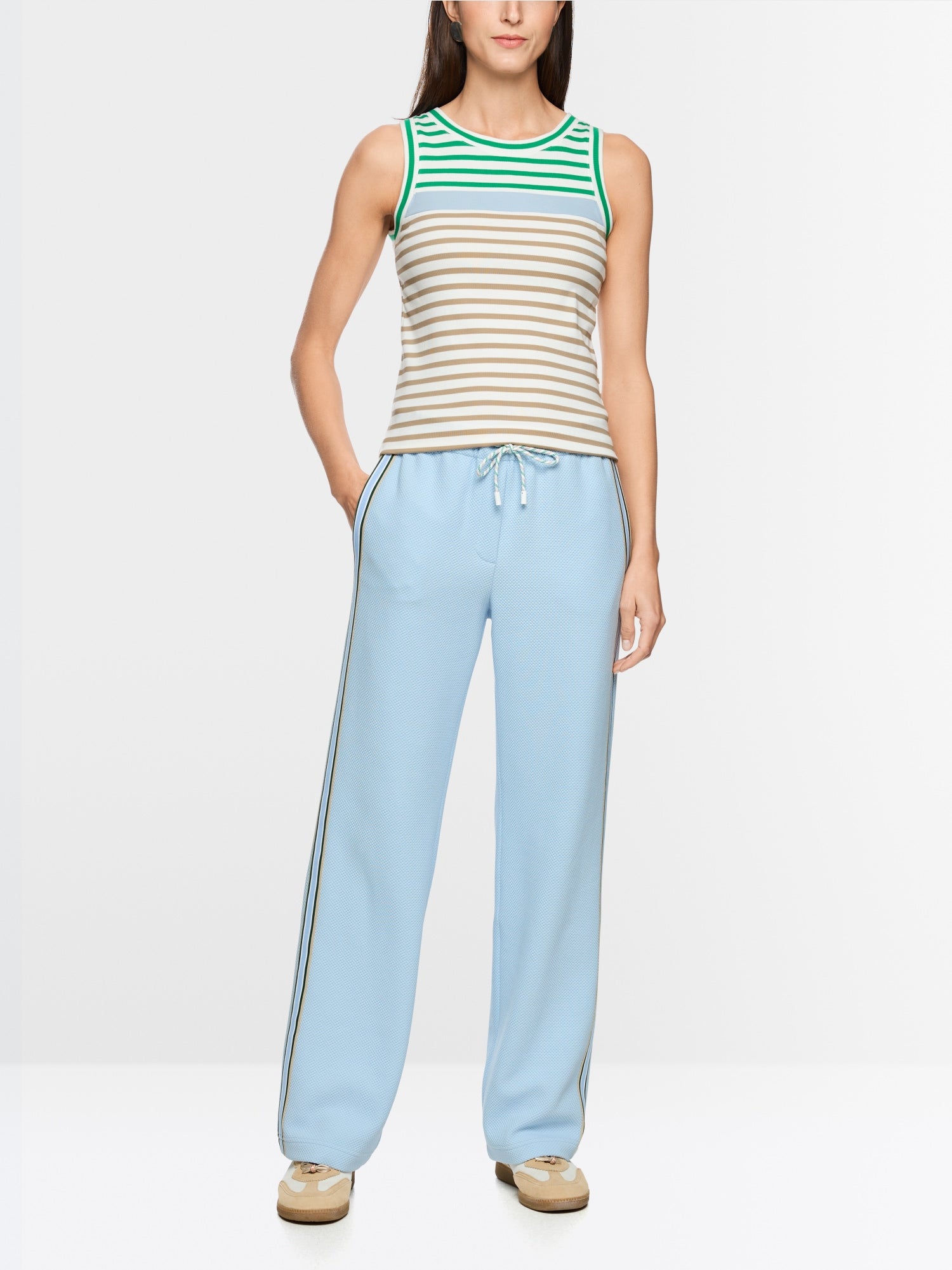MARCCAIN GREEN STRIPE TOP AS6103J90 126