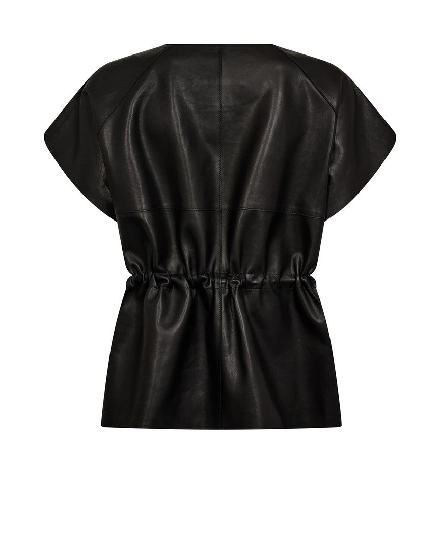 MOS MOSH BLACK MMAYLIN LEATHER WAISTCOAT 174370 225