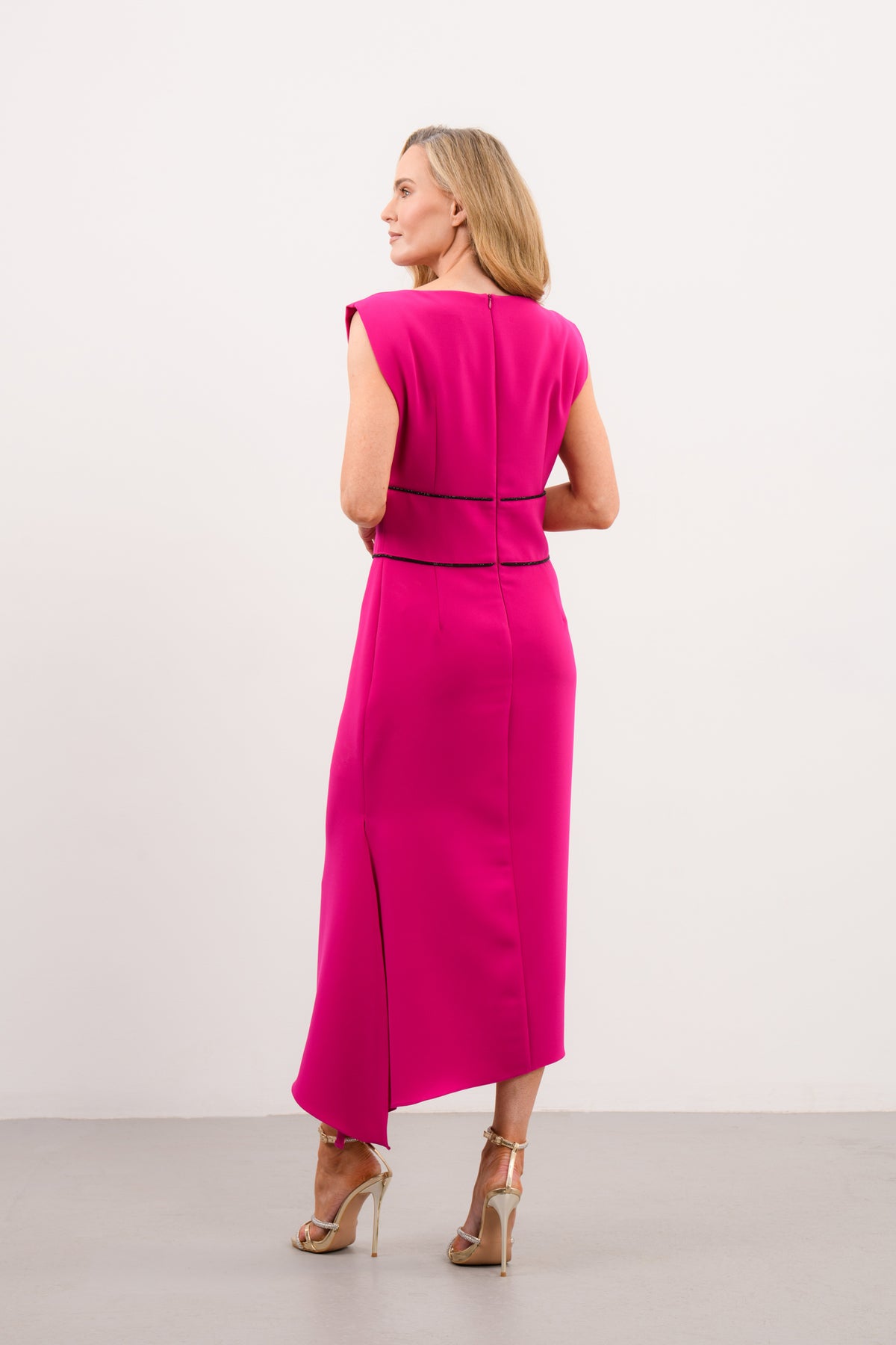 CAROLINE KILKENNY ADELLE PINK LONG COWL NECK DRESS 226
