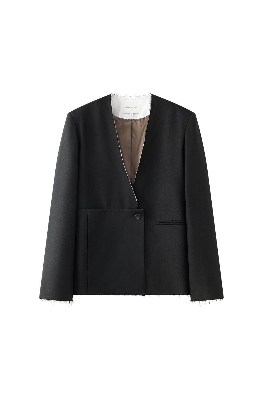 VIKTORIA CHAN JULIET BLACK RAW EDGE BLAZER 225