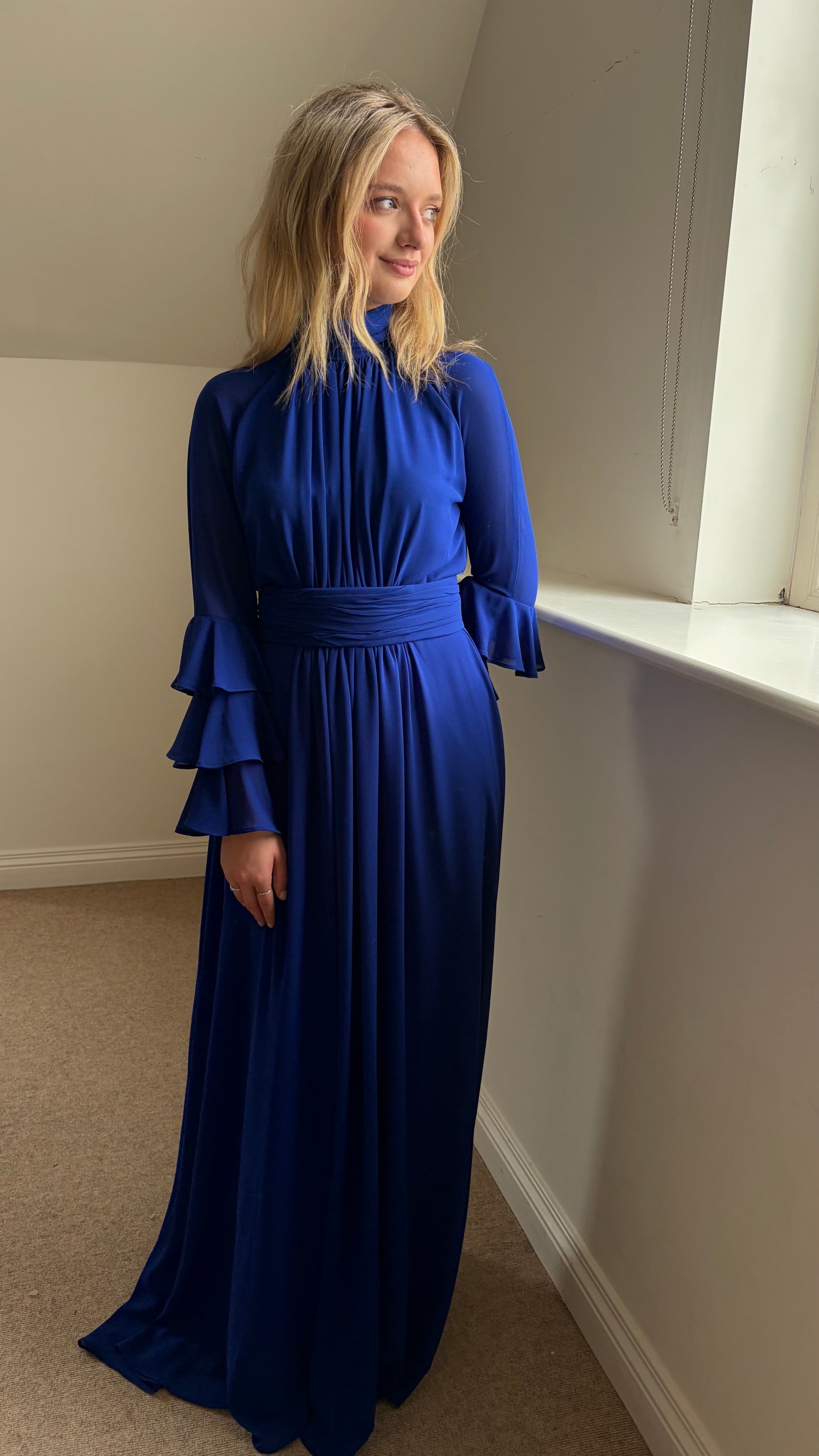 carla ruiz blue long chiffon dress 53113