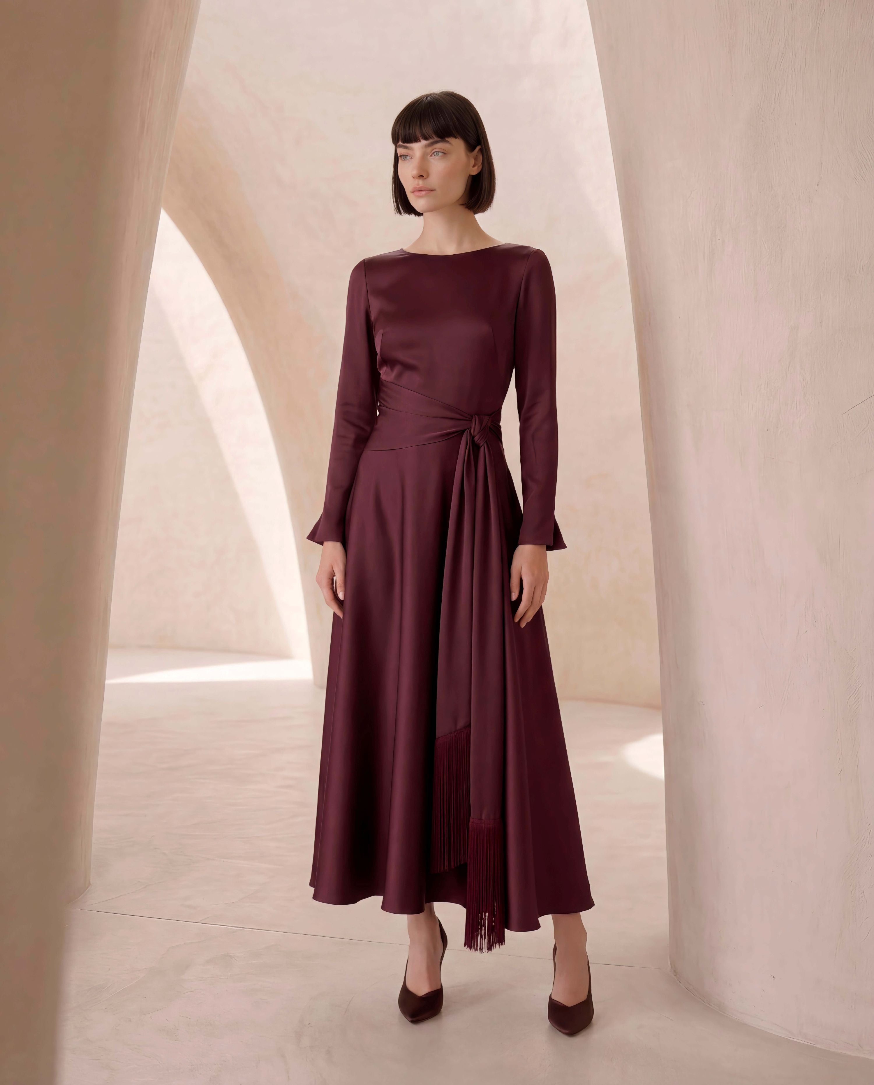 carla ruiz brown satin dress 53030 formal wedding guest races
