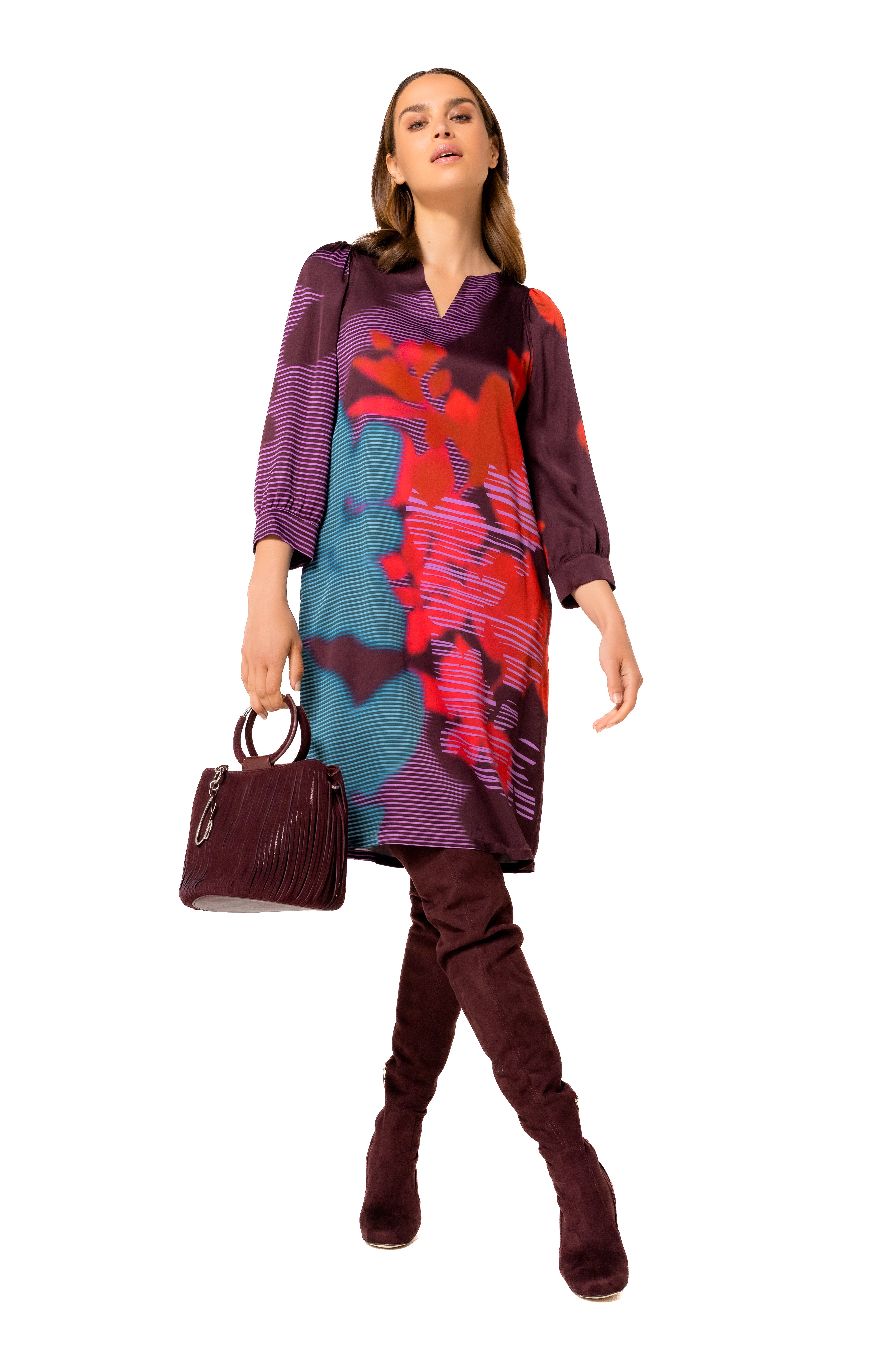 CAROLINE BISS WINE MINI DRESS