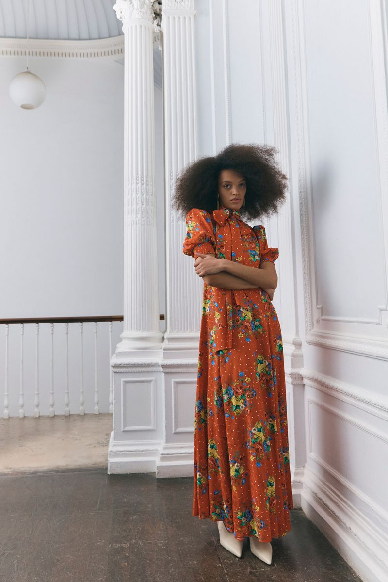 QUEENS OF ARCHIVE - CLYDIE DUTCH FLORAL RED DRESS QOA211 126