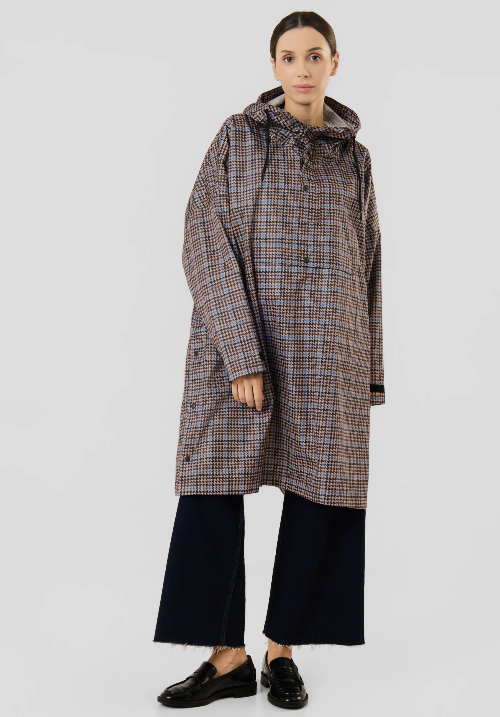 CODELLO BROWN AND BLUE CHECK RAINCOAT 62B0005 226