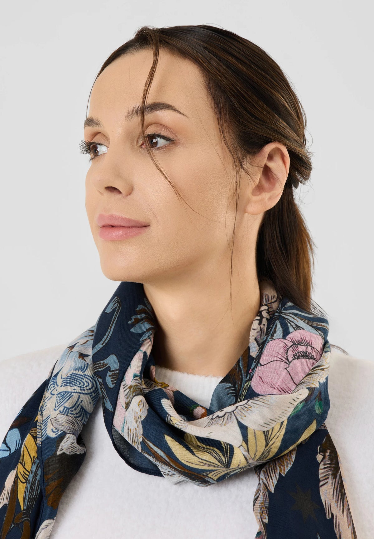 codello blue floral print scarf
