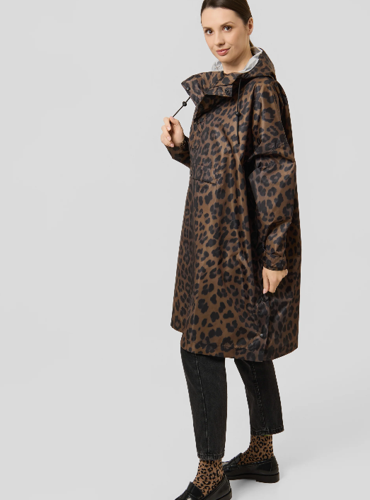 codello brown tiger print poncho raincoat one size