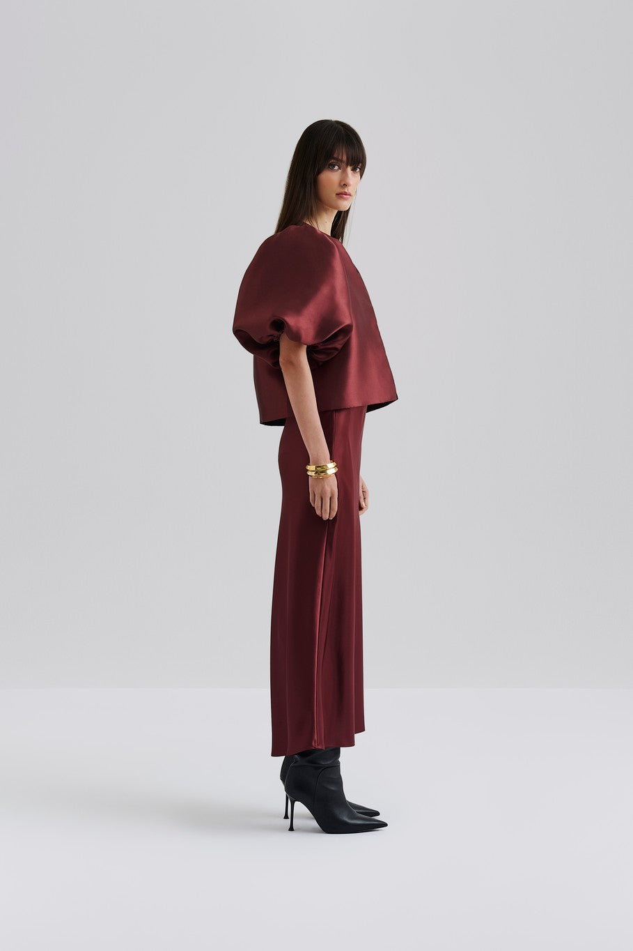 MALINA CLEO WINE PUFF SLEEVE BLOUSE 225
