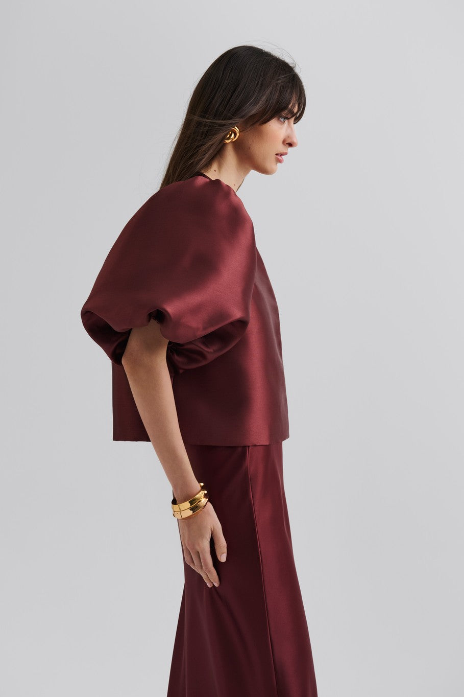 MALINA CLEO WINE PUFF SLEEVE BLOUSE 225