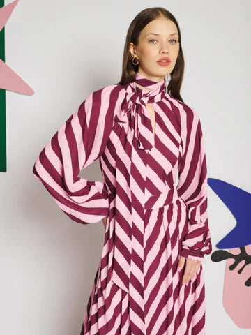 SISTER JANE PINK MENTON STRIPE MAXI DRESS DR2563PNK 226
