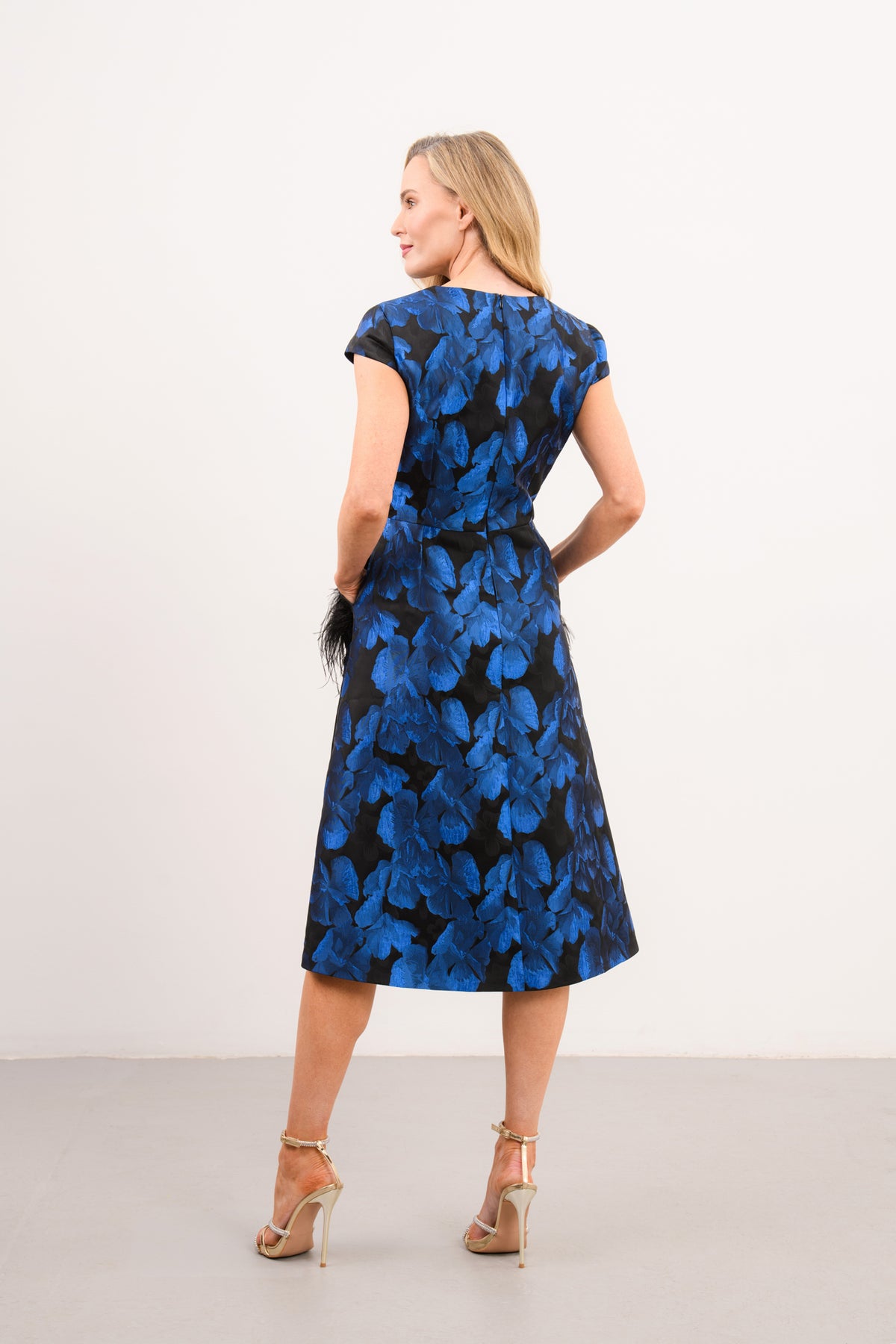CAROLINE KILKENNY DIANA BLUE ROSE TAFFETA DRESS 226