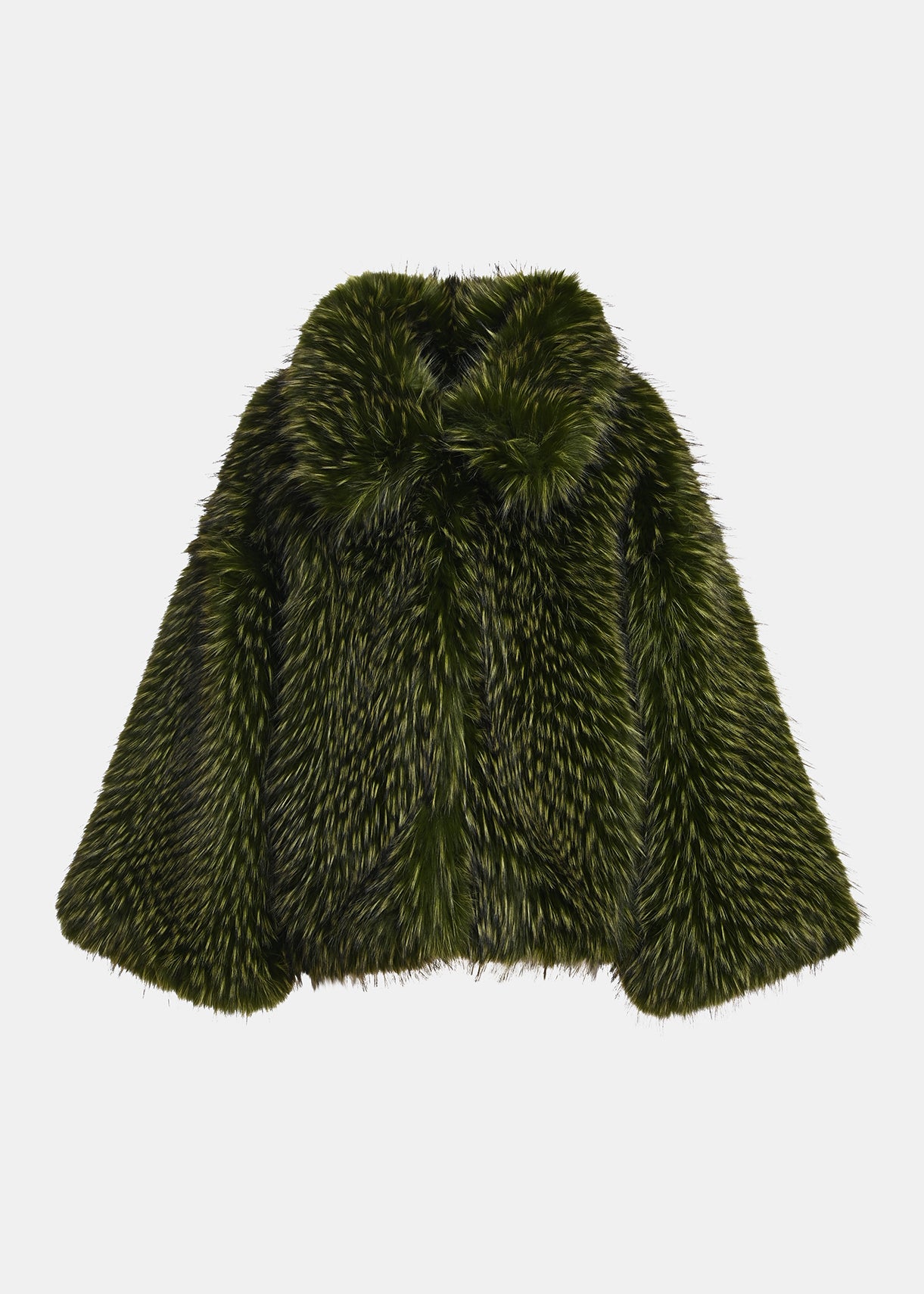 essentiel antwerp green kastanje faux fur coat