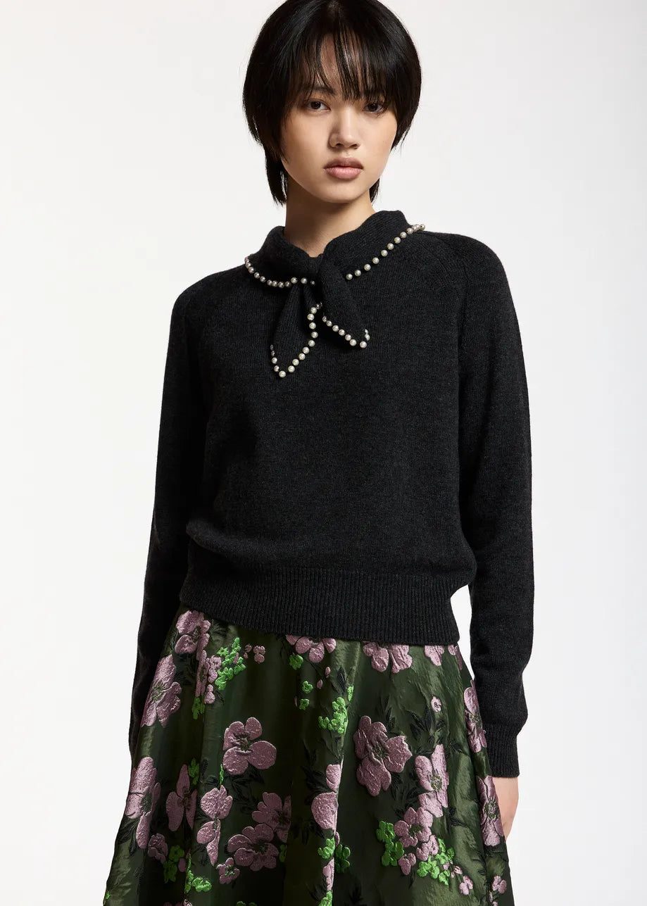 essentiel antwerp grey black kasa pullover with pearls