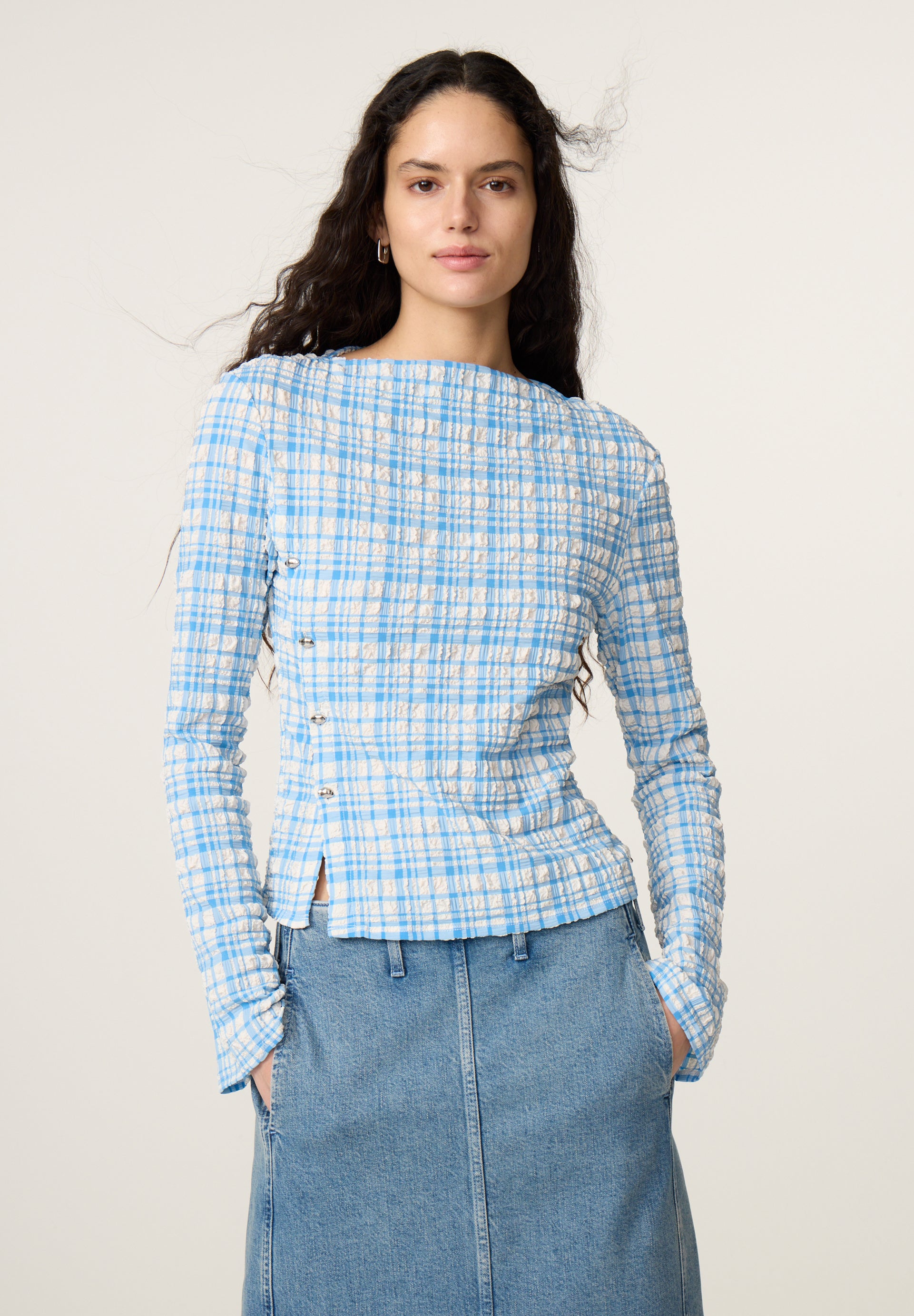 fabienne chapot blue ola top smart casual workwear