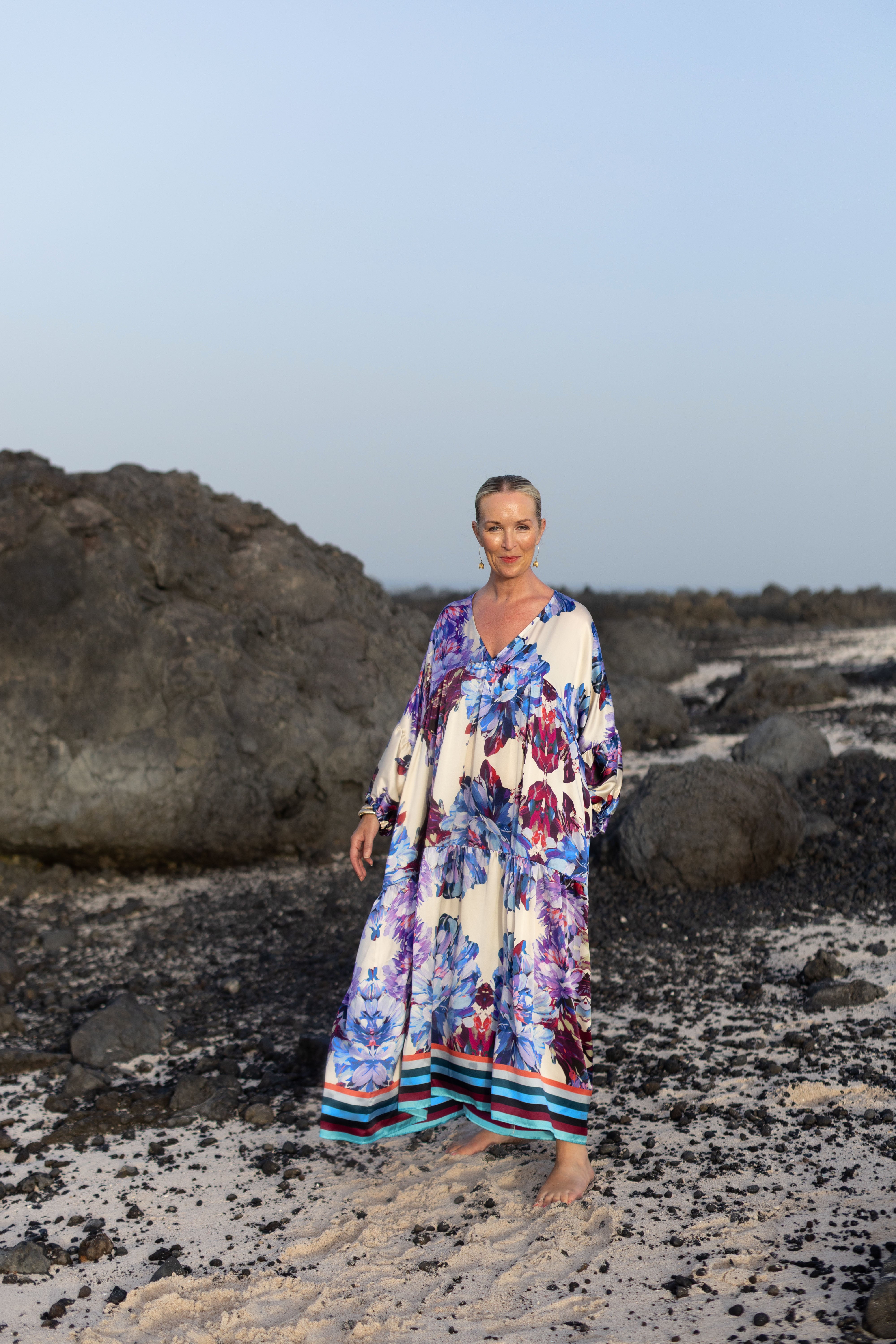 CAROLINE DUFFY DESIGNS FREYA SILK DRESS BLUE 225