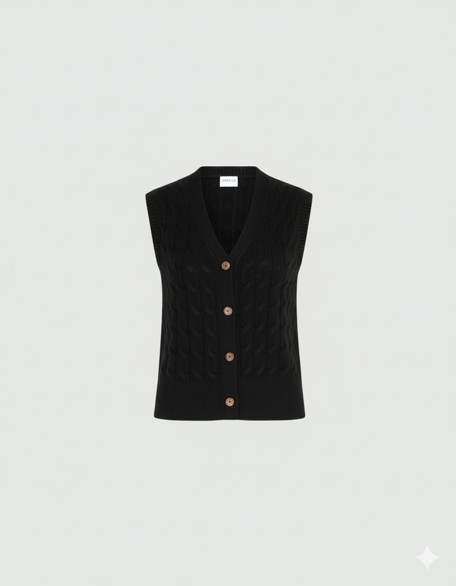 MARELLA SILVANA BLACK KNITTED WAISTCOAT 225