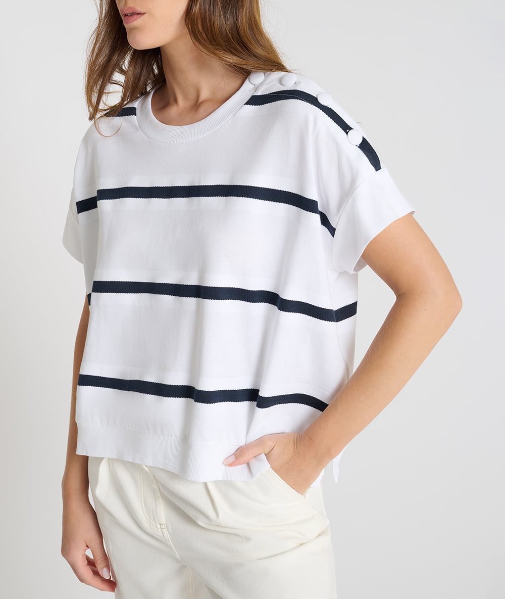 HANA SAN NAVY STRIPE SWEATSHIRT TOP JADISHR 126