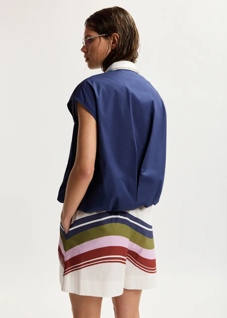 ESSENTIEL ANTWERP JANKY BEADED COLLAR SHIRT PATRIOT BLUE JANKY-PB07 126