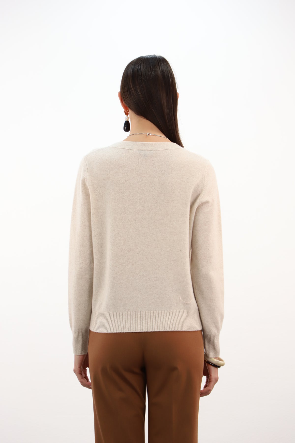 ESTHEME BEIGE ROUND NECK SPARKLE KNIT JF6W38C 226